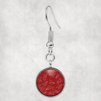 Thumbnail for Paper Airplane & Fly (Red) aviation earrings, hypoallergenic alloy body with engraved detail.