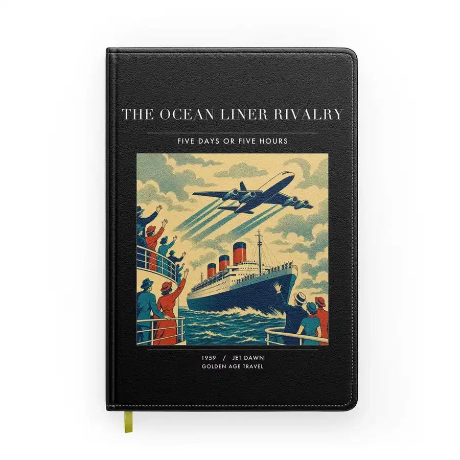 VINTAGE G4307 - The Ocean Liner Rivalry - Designed Notebooks design on black