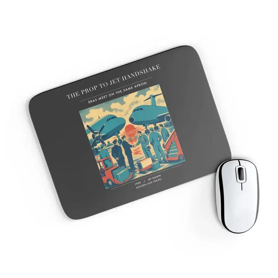 VINTAGE G4385 - The Prop To Jet Handshake - Designed Mouse Pads design on black rectangle