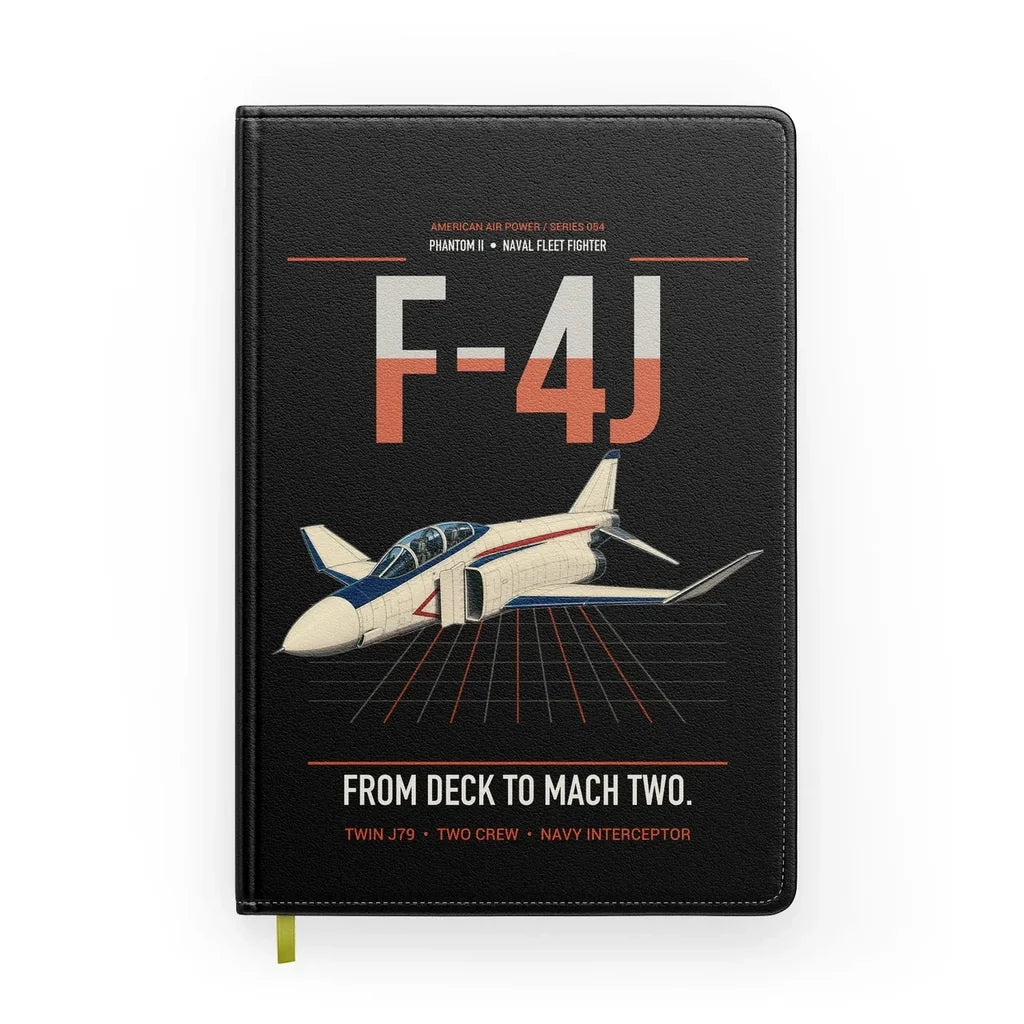 F-4J Phantom II design on black notebook