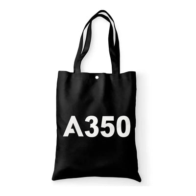 Airbus A350 Flat Text aviation tote bag in canvas.