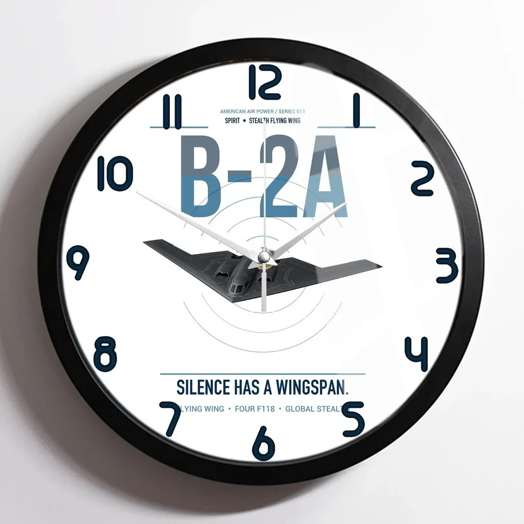 B-2A Spirit design on white framed wall clock