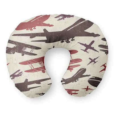 Vintage & Jumbo Airplanes Travel & Boppy aviation design on memory foam with soft cover travel pillow.