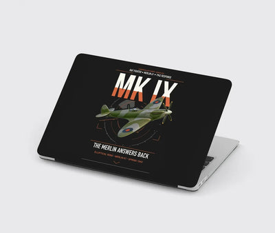 Supermarine Spitfire Mk IX design on black MacBook case