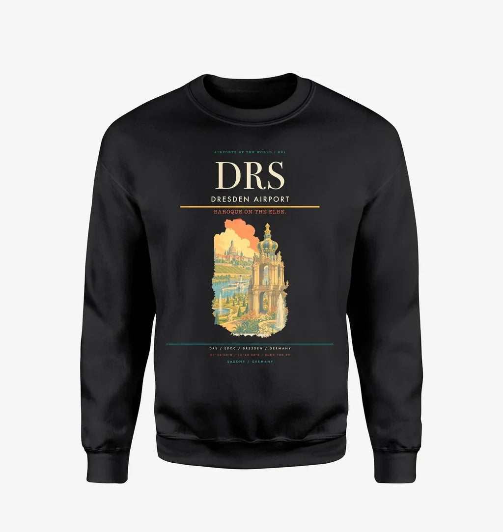 Dresden Airport (DRS) design on black sweatshirt