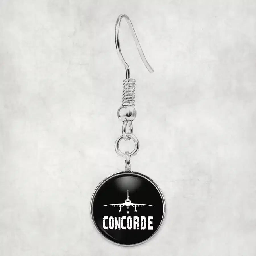 Side view of Concorde & Plane aviation earrings in hypoallergenic alloy, polished finish.