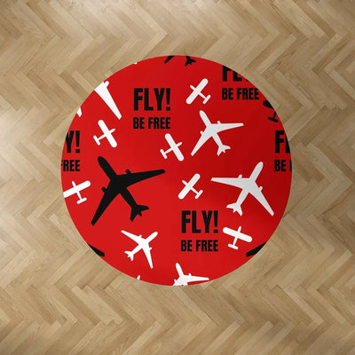 Fly Be Free Red Carpet & Floor Mats (Round) aviation design on durable carpet pile with non-slip backing round carpet floor mats.