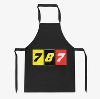 Thumbnail for Flat Colourful 787 aviation design on durable cotton blend kitchen apron.