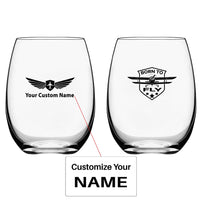 Thumbnail for Born To Fly Water & Drink aviation design on water glass, crystal-clear premium glassware.