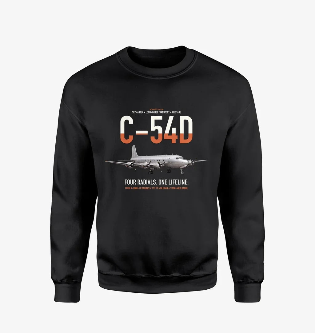 C-54D Skymaster design on black sweatshirt