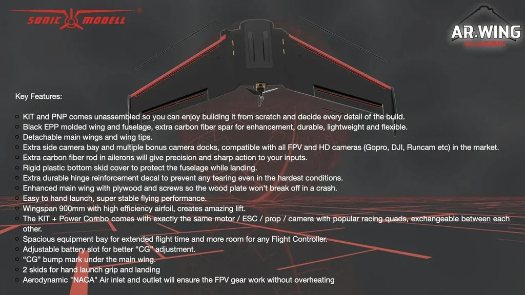 AR WING CLASSIC 900mm Wingspan EPP FPV Flying Wing RC Airplane PNP - view 11