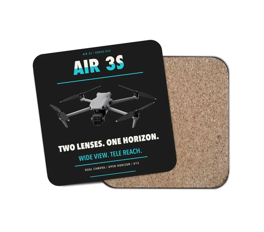 DJI Air 3S design on black 1 piece coaster