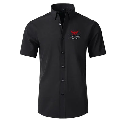 Drone Pilot Short Sleeve aviation design printed on soft cotton 2D-printed shirt.
