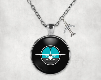 Cessna & Gyro aviation-themed necklace, polished stainless steel.