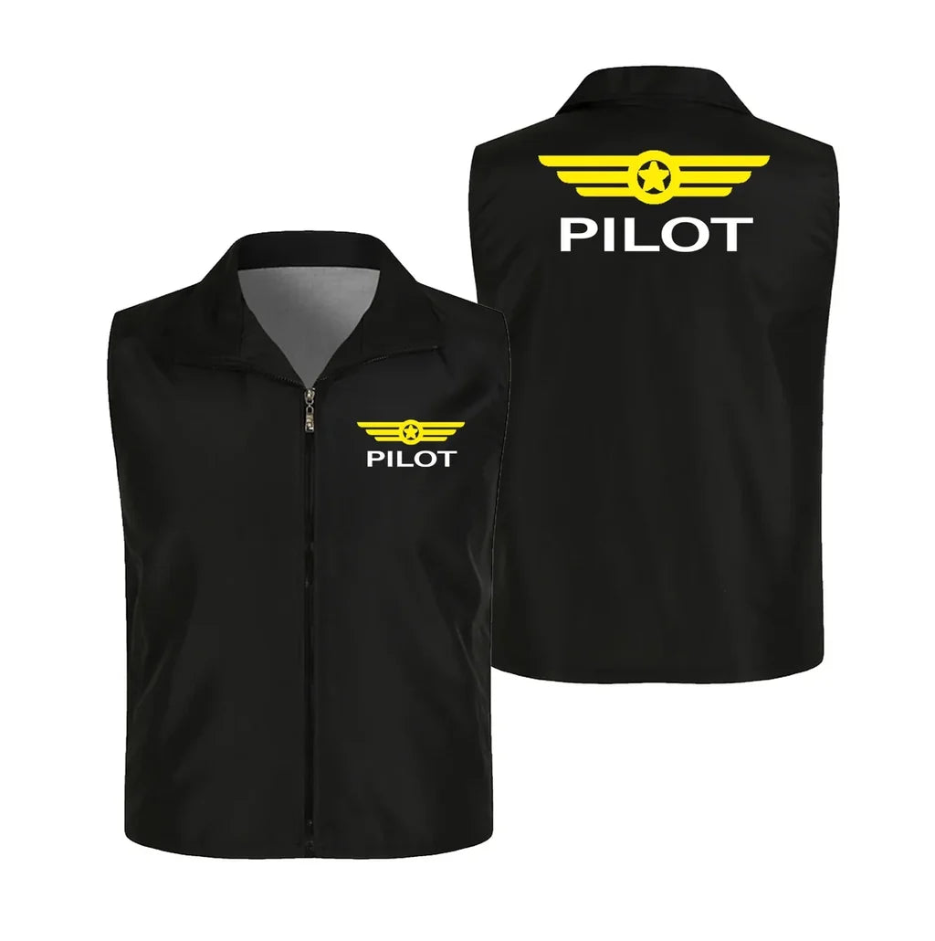 Pilot & Badge Thin Style aviation design printed on lightweight shell with sleeveless design thin vest.