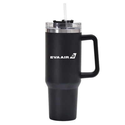 EVA Air Airlines 40oz Stainless Steel Car Mug With Holder aviation design on 40oz car mug, 40oz vacuum-insulated.