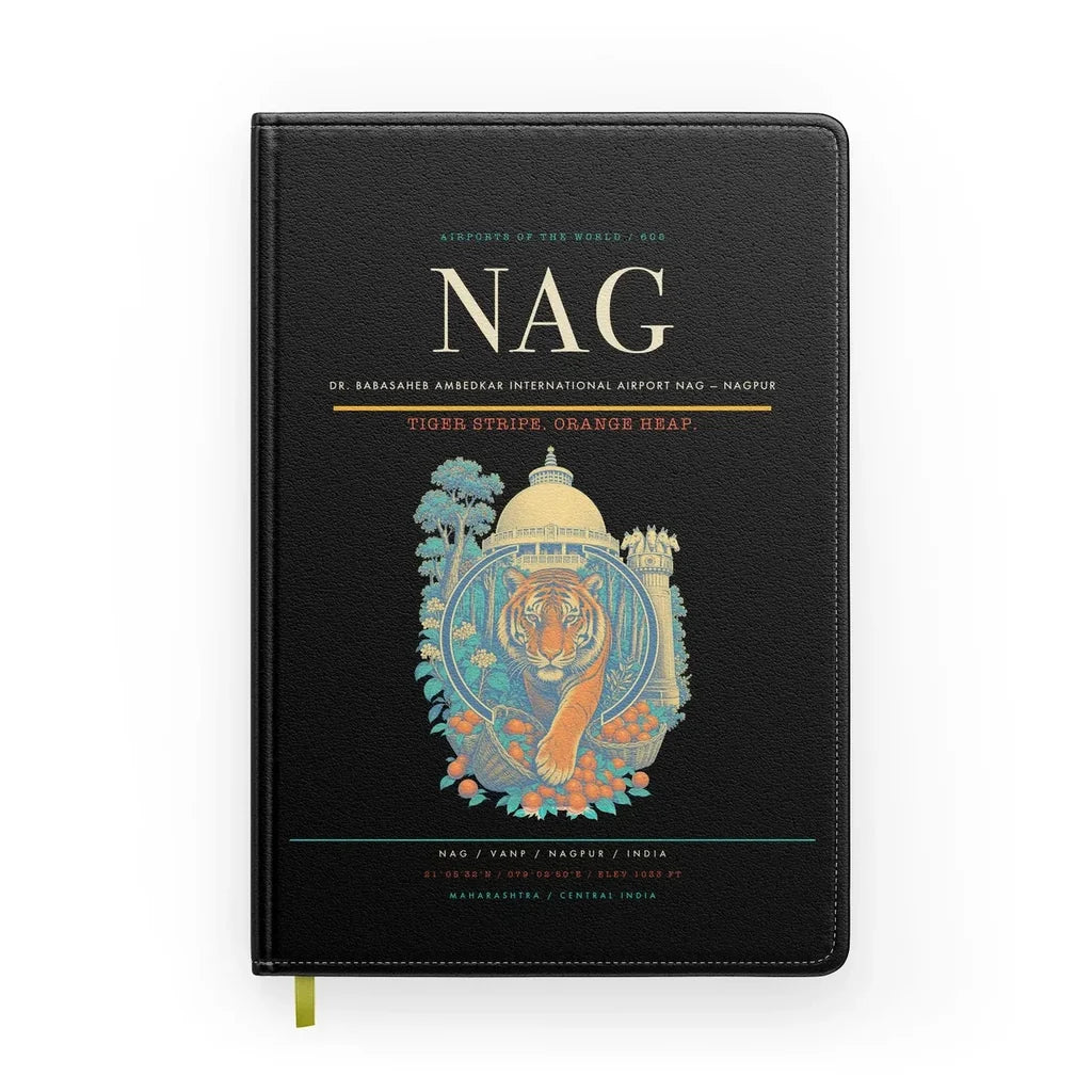 Dr. Babasaheb Ambedkar International Airport (NAG) design on black notebook