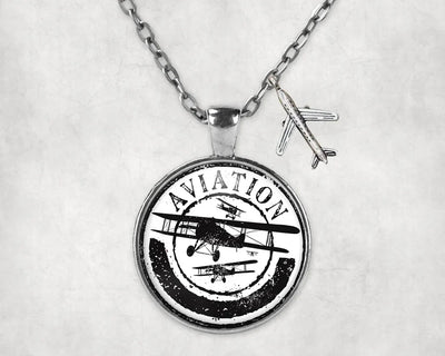 Aviation Lovers aviation necklace, stainless steel body with engraved detail.