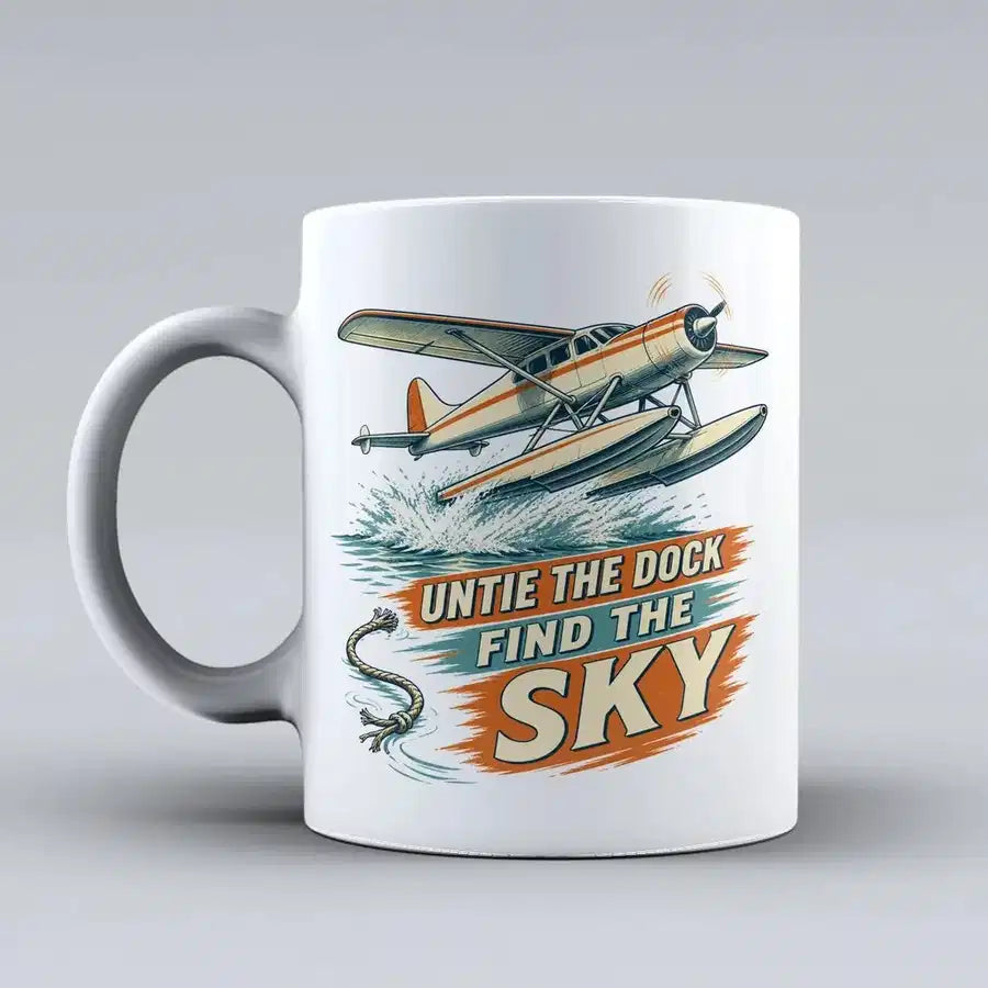 570 - Untie The Dock Find The Sky - Mug design on white signal