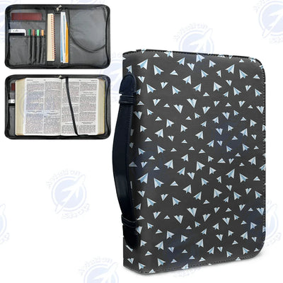 Paper Airplanes (Gray) aviation design PU accessories bag, PU faux leather construction.