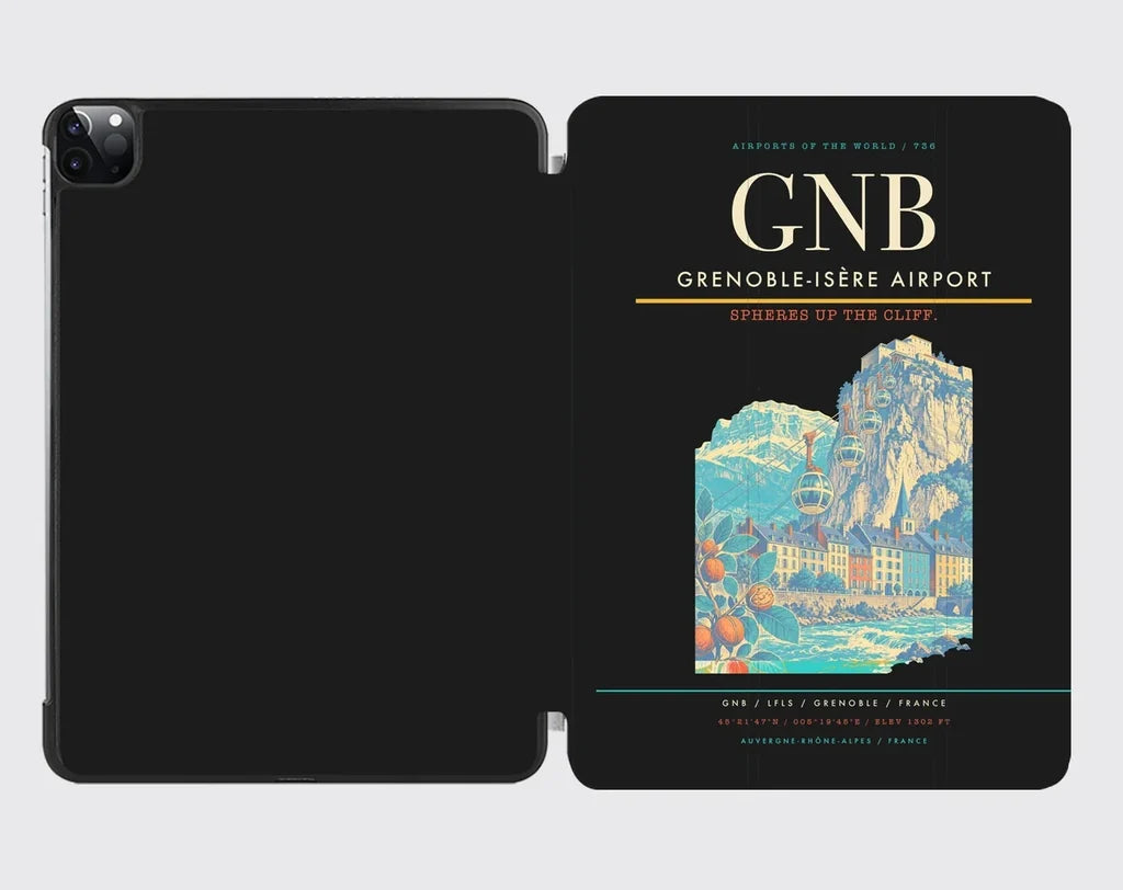 Grenoble-Isère Airport (GNB) design on black ipad tablet case