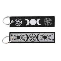 Thumbnail for Mystic Moon & Star Spell aviation fashion key chain in polished metal.