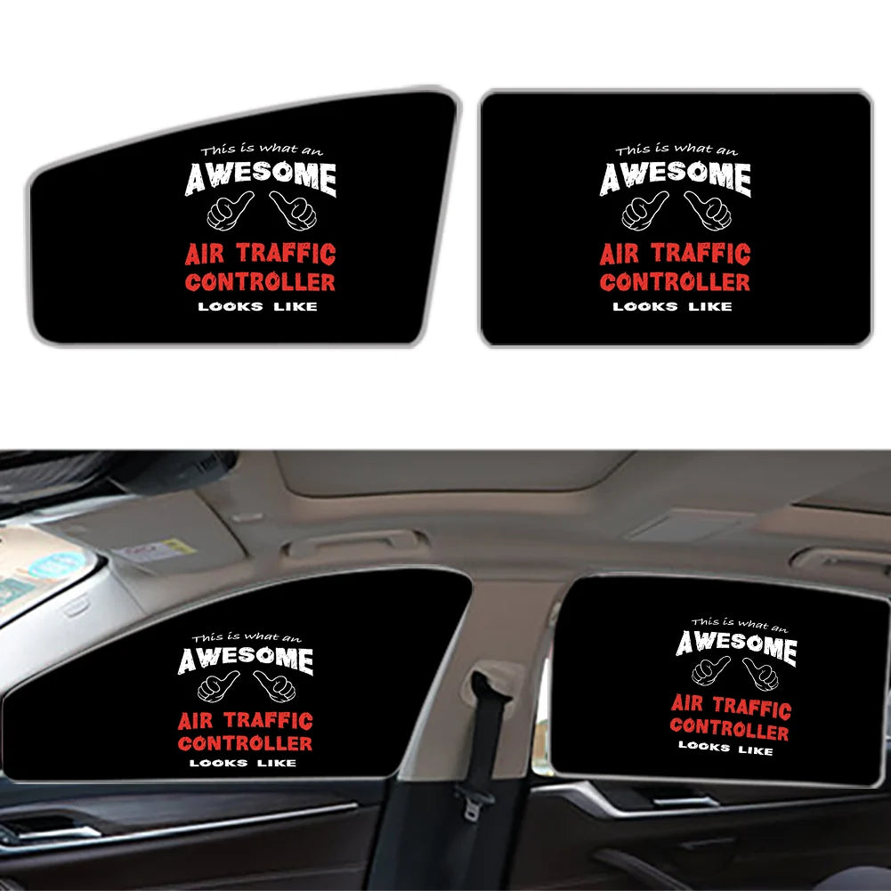 Air Traffic Controller Car Sun Shade (Side window) aviation design on reflective polyester car side window sun shade.