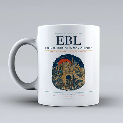 International Airport EBL Mug design on white erbil
