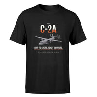 Thumbnail for C-2A Greyhound design on black double-side t-shirt, single-side print