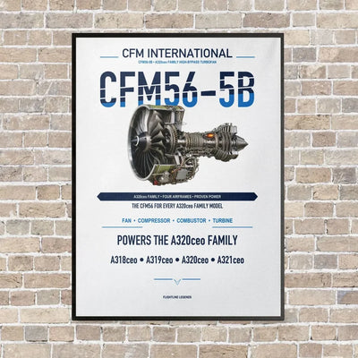 CFM56-5B vertical canvas print - framed - white background