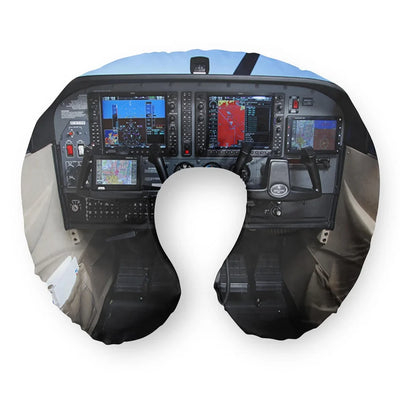 Cessna 172 Cockpit Travel & Boppy aviation design on memory foam with soft cover travel pillow.