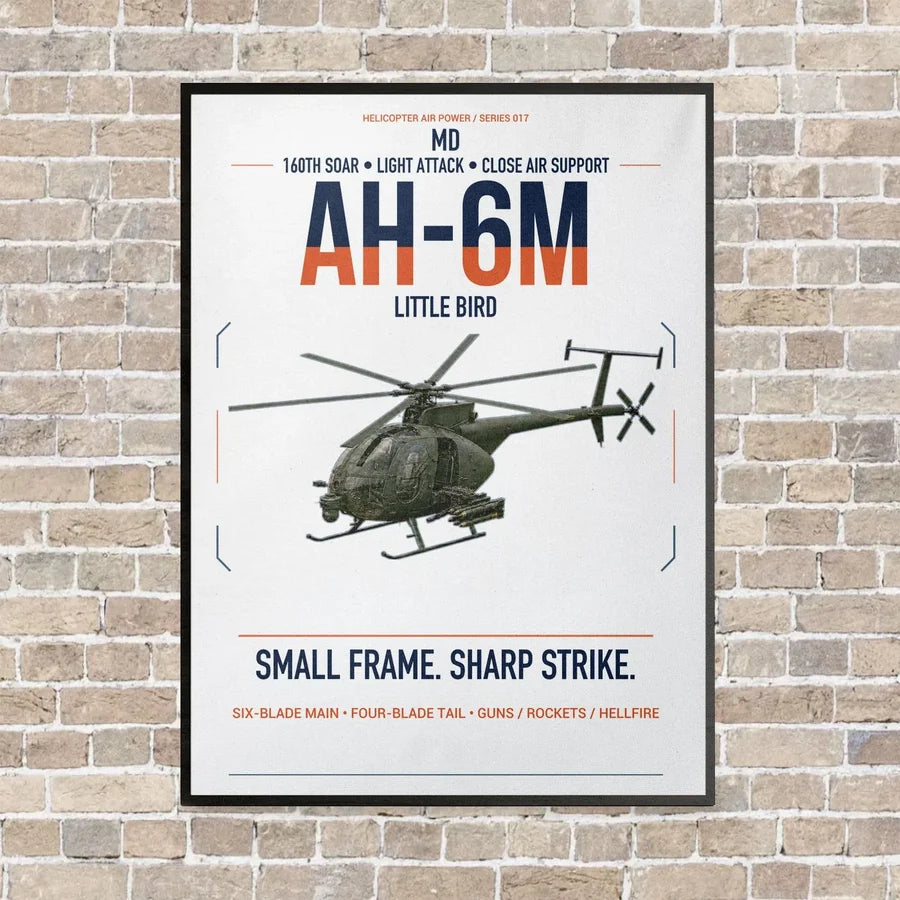 MD AH-6M Little Bird vertical canvas print - framed - white background
