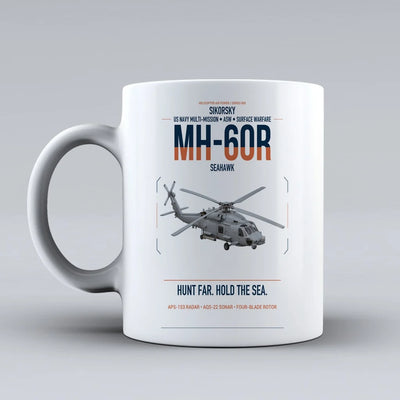 Sikorsky MH-60R Seahawk design on white ceramic mug, double-side print