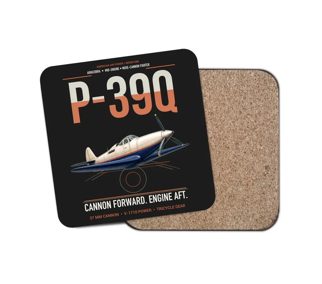 P-39Q Airacobra design on black 1 piece coaster