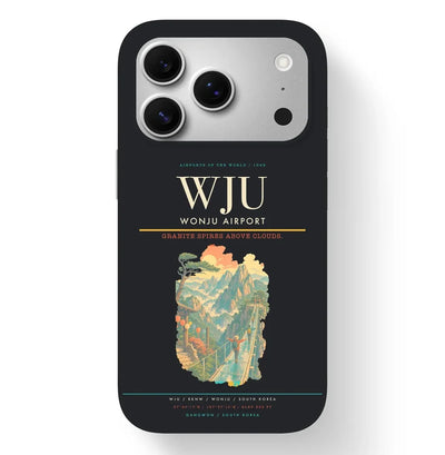 Wonju Airport (WJU) design on black iPhone 17 Pro MagSafe case