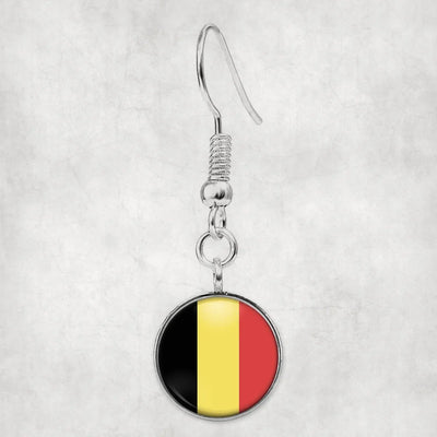 Belgium Flag aviation earrings, hypoallergenic alloy body with engraved detail.