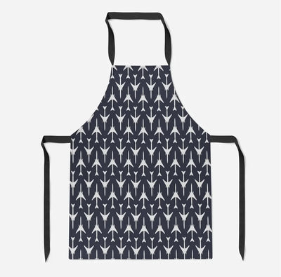 Perfectly Sized Seamless Airplanes Dark Blue aviation design on durable cotton blend kitchen apron.