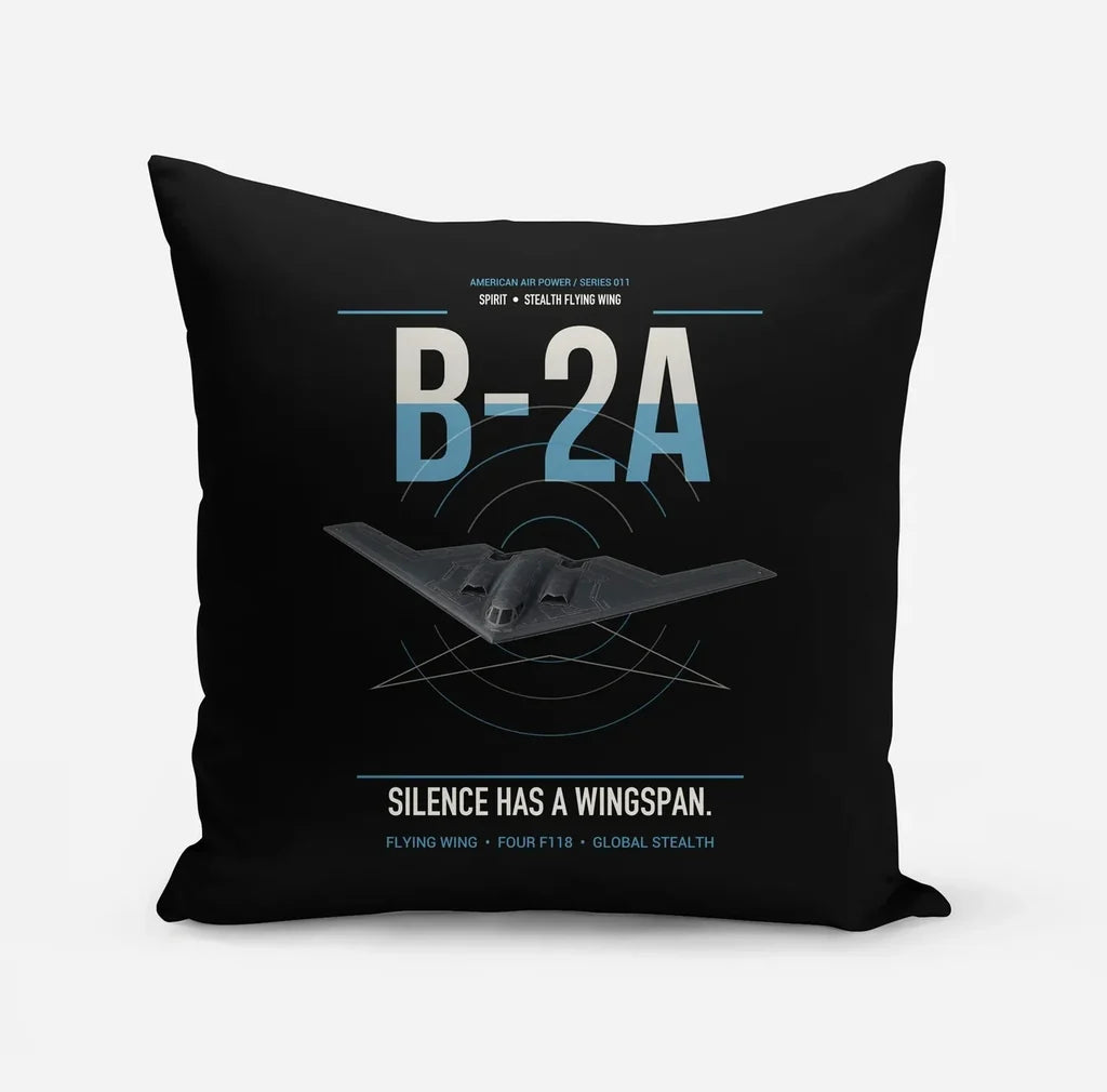 B-2A Spirit design on black pillow