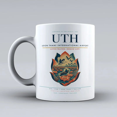 Thani International Airport UTH Mug design on white udon