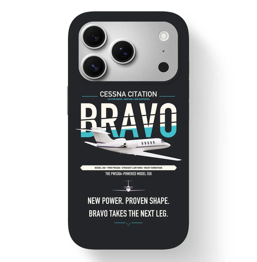Cessna Citation Bravo design on black magsafe iphone case, for iPhone 17 Pro