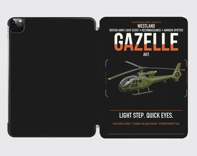 Westland Gazelle AH1 design on black ipad tablet case