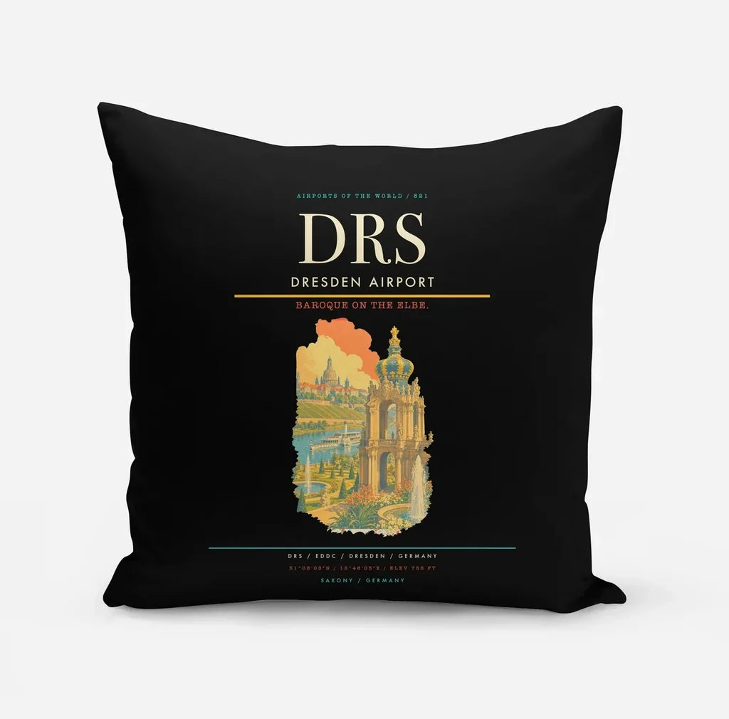 Dresden Airport (DRS) design on black pillow