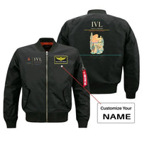 Thumbnail for Ivalo Airport (IVL) design on black bomber jacket with custom name patch