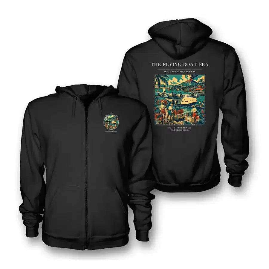 VINTAGE G4055 - The Flying Boat Era - Premium Zipped Hoodie design on black