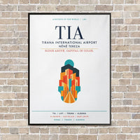 Thumbnail for Tirana International Airport Nënë Tereza TIA vertical canvas print - framed - white background