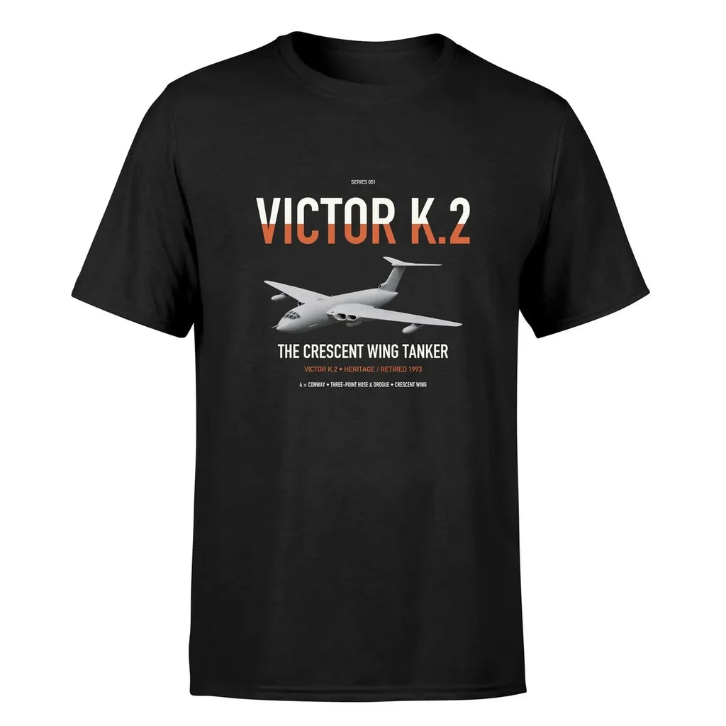 Handley Page Victor K.2 design on black double-side t-shirt, single-side print