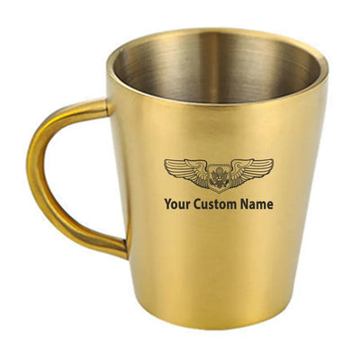 Custom Name (Special US Air Force) aviation design on stainless coffee mug, durable stainless steel construction.