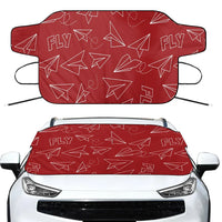 Thumbnail for Paper Airplane & Fly (Red) Car aviation design on car windshield cover.