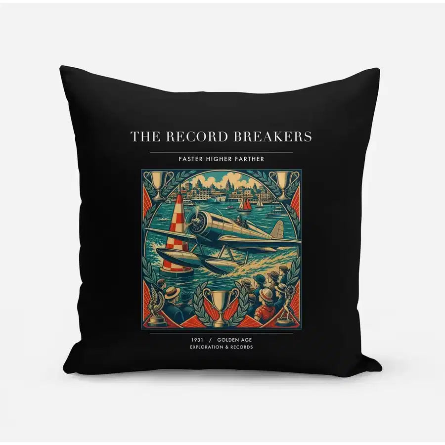 VINTAGE G4030 - The Record Breakers - Designed Pillows design on black