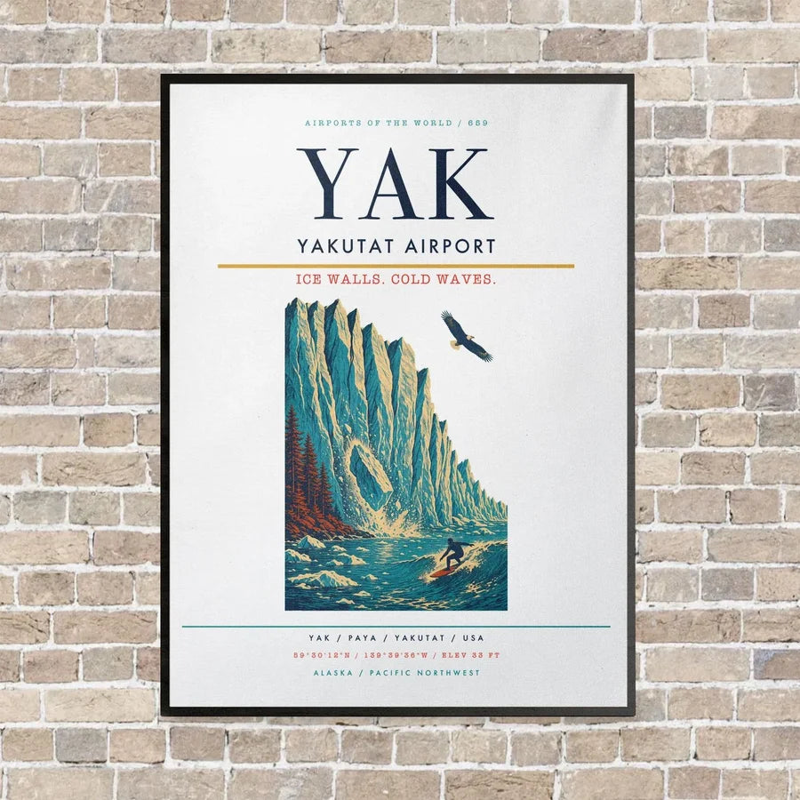 Yakutat Airport YAK vertical canvas print - framed - white background